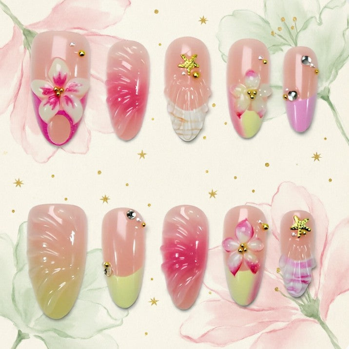 Artificial nails with floral 3D motifs Kalsten