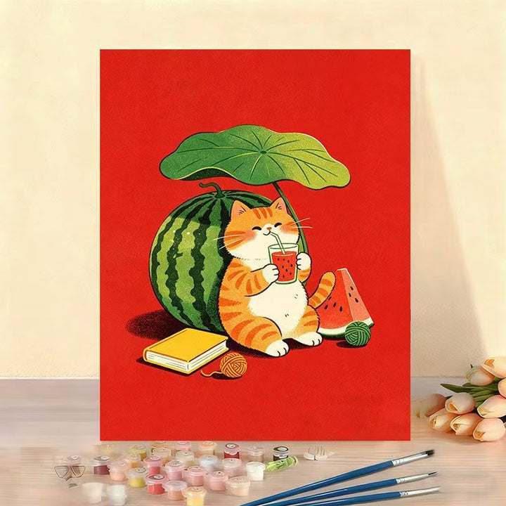 Whimsical Cat Illustration Canvas Artwork Kalsten