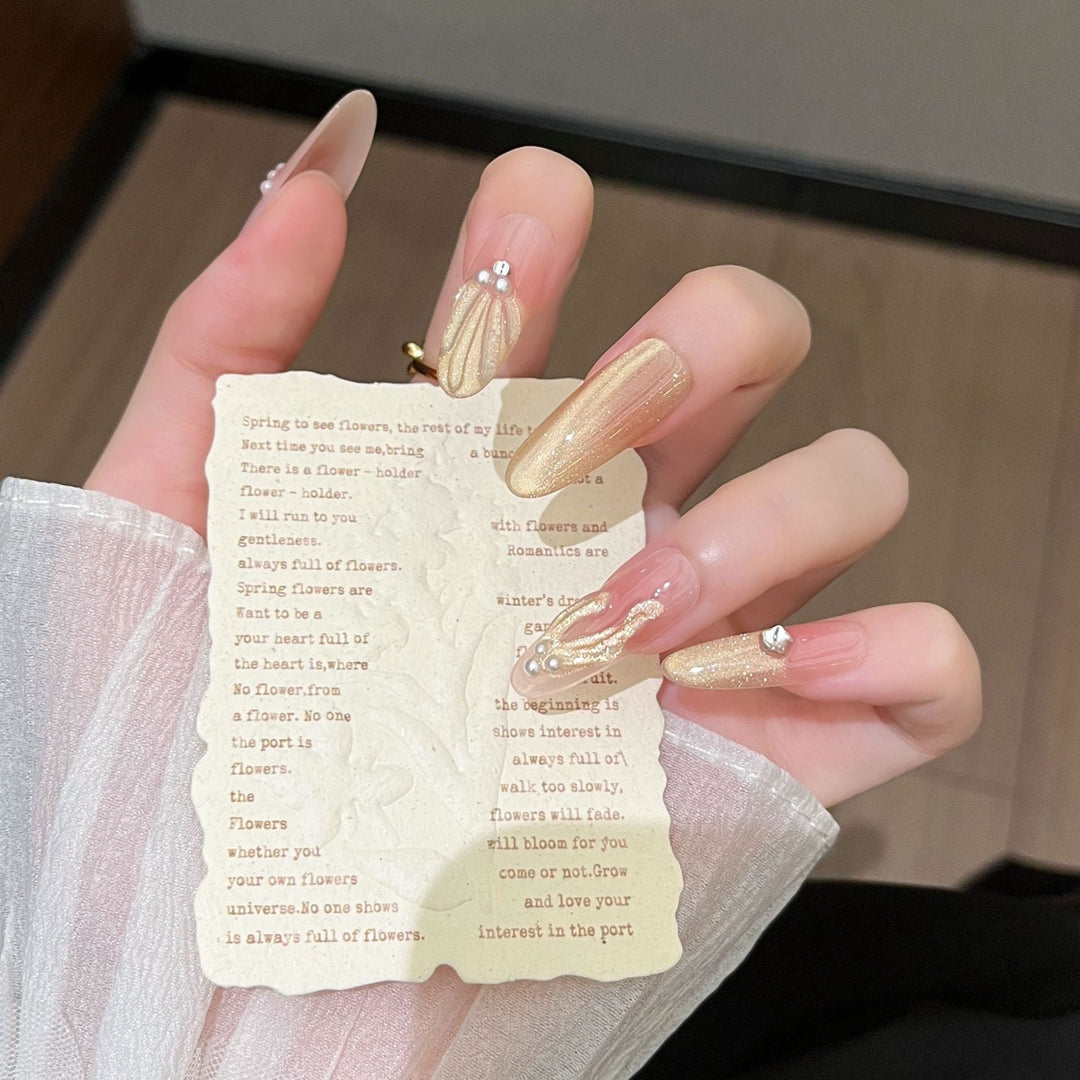 Decorative Crystal-Embellished Press-On Nail Art Kalsten