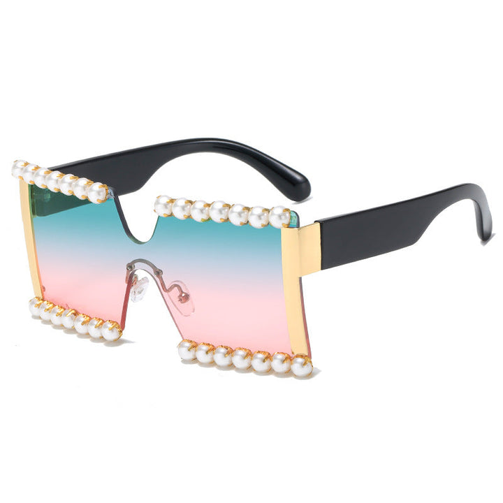 Ladies extravagant rectangular sunglasses with pearl decoration and UV protection Kalsten