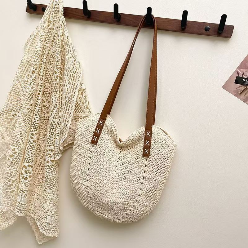 Handcrafted beach bag with elegant leather handles Kalsten
