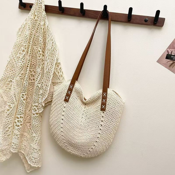 Handcrafted beach bag with elegant leather handles Kalsten
