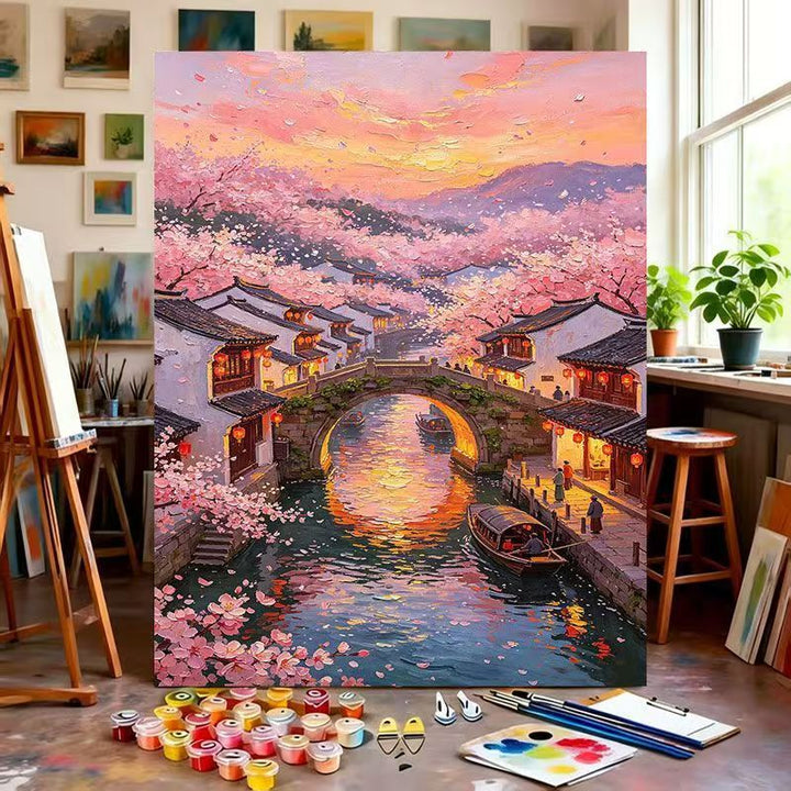 Scenic Cherry Blossom Paint by Numbers Art Kit Kalsten