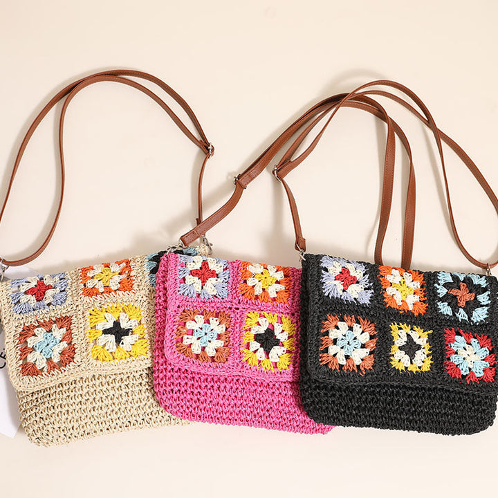Fashionable shoulder bag with colorful crochet pattern Kalsten