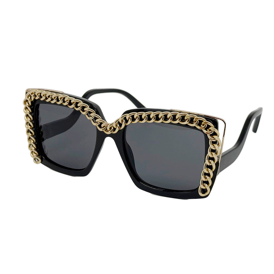 Women's fashionable oversized sunglasses with chain frame Kalsten