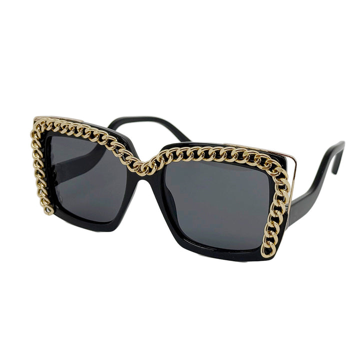Women's fashionable oversized sunglasses with chain frame Kalsten