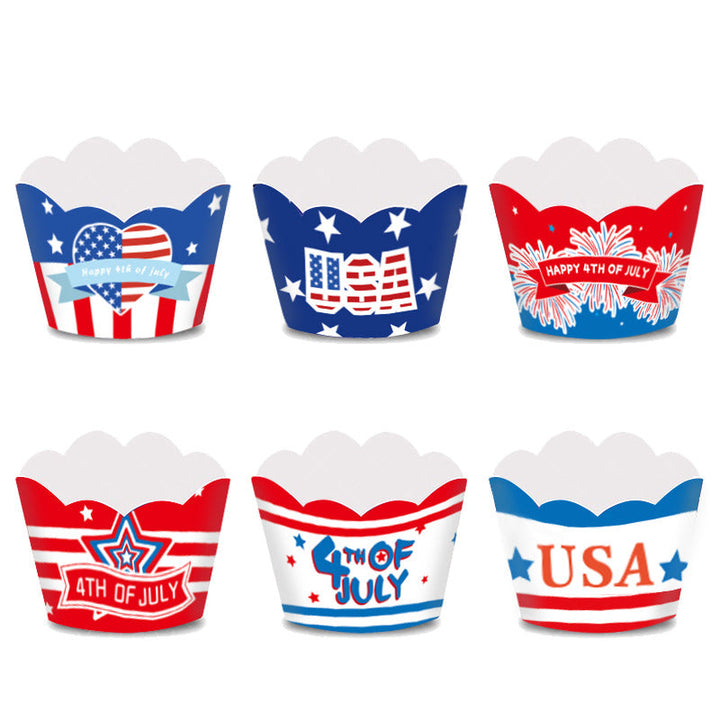 Unisex nan Patriotic Cupcake Wrappers Set for Independence Day Party with Scalloped Edges and Printed Stars Stripes Kalsten
