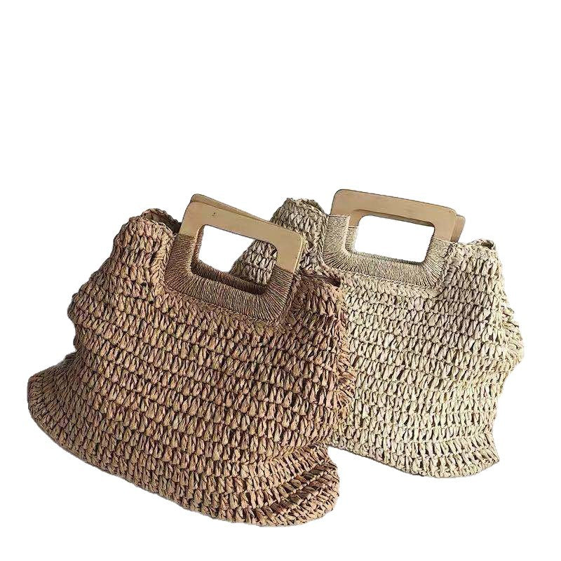 Handmade tote bag with wooden handle Kalsten