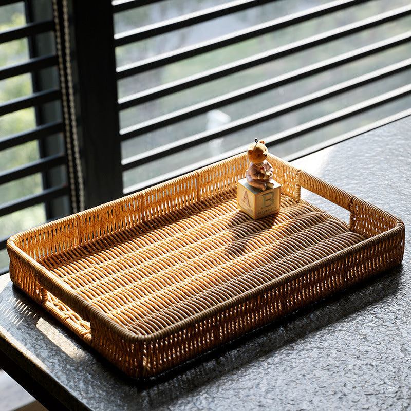 Handcrafted Rectangular Wicker Serving Tray Kalsten