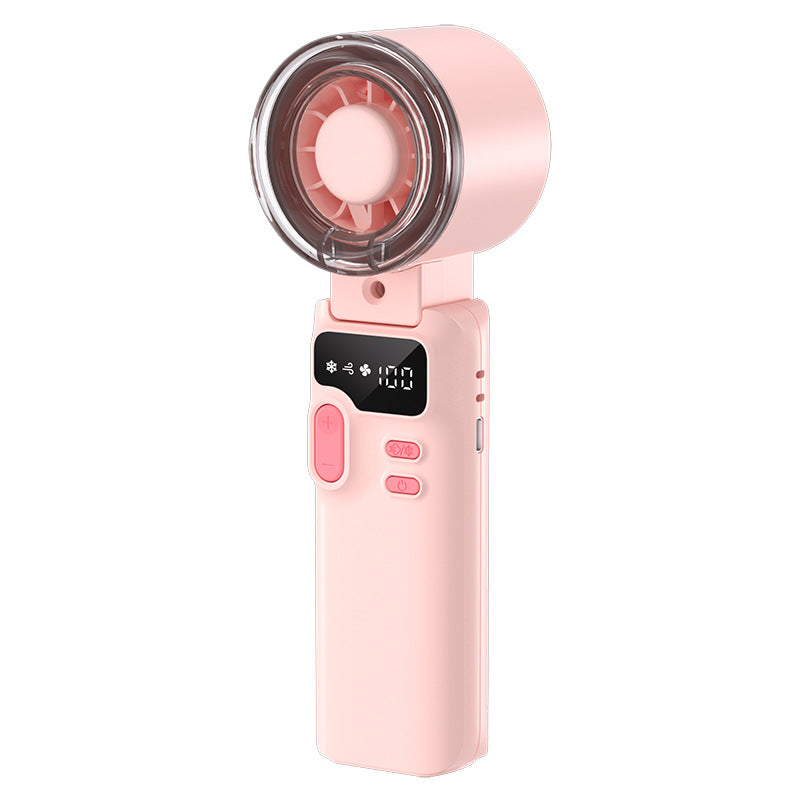Cooling rechargeable handheld digital display misting mini fan with adjustable tilt and USB-C charging Kalsten