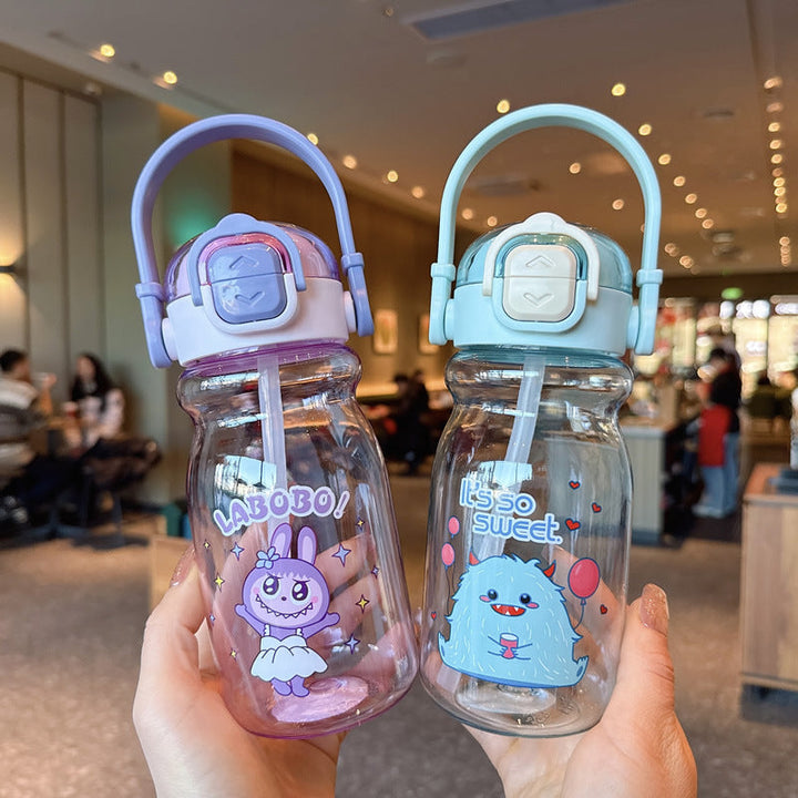 Women's Funny Plastic Drinking Bottle with Integrated Straw Function Kalsten