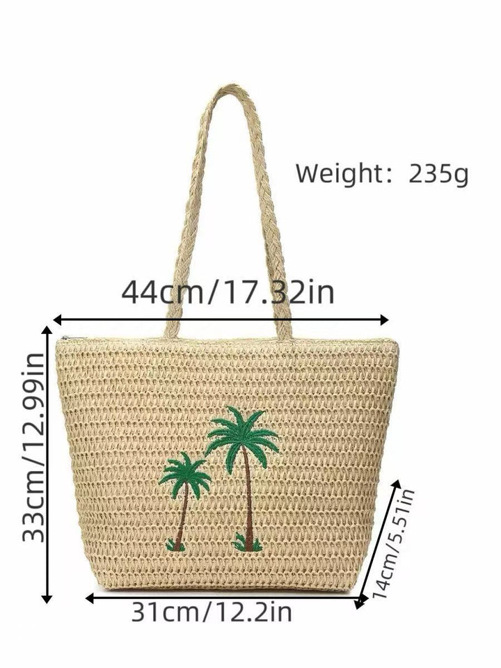 Summer basket bag with palm pattern Kalsten