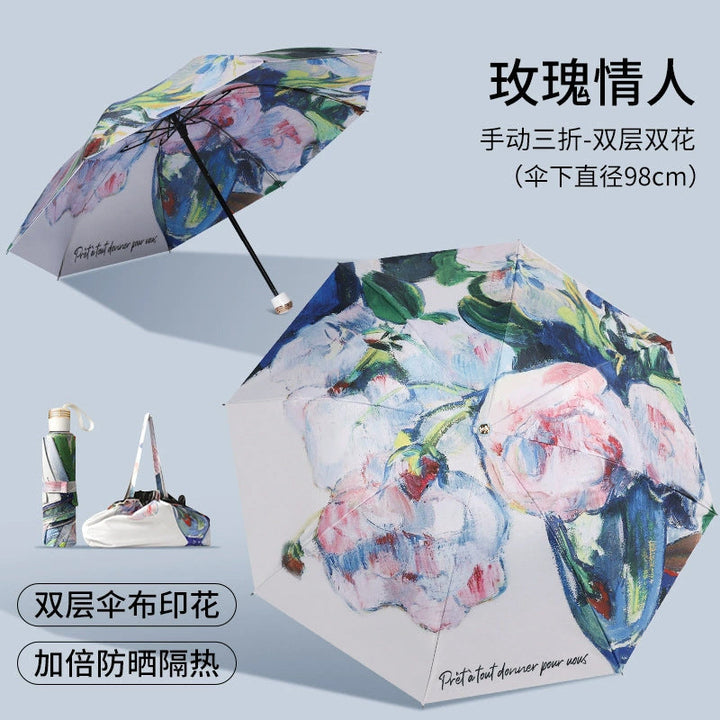 Ladies Folding Umbrella with Elegant Floral Design Kalsten