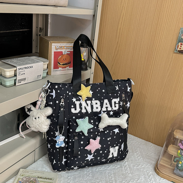 Multi-Compartment Star-Printed School Backpack