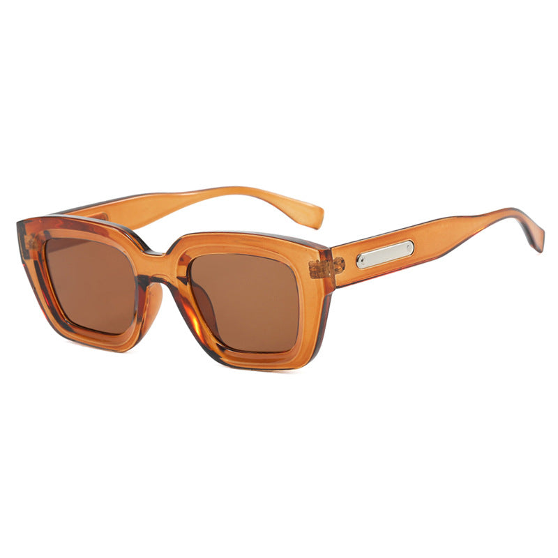 Women's square sunglasses with transparent frame and brown lenses Kalsten