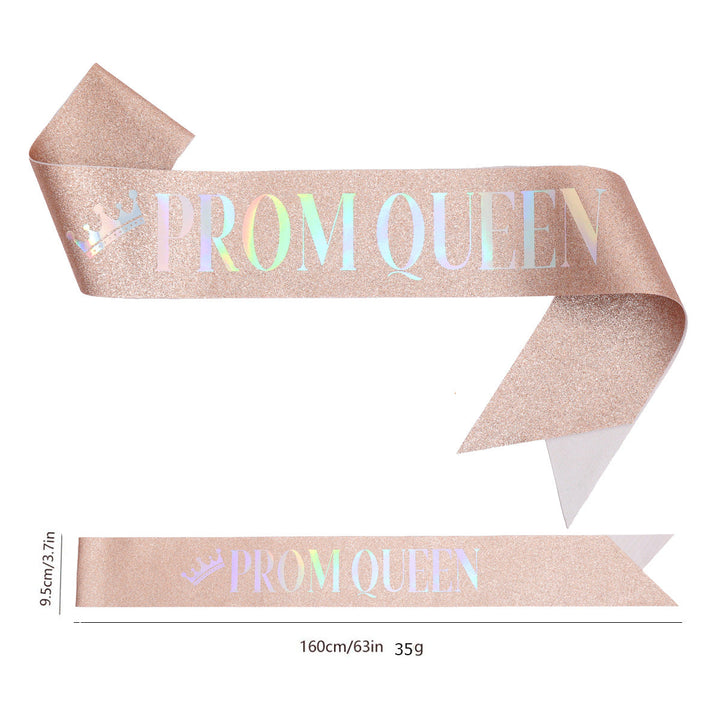 Ladies festive satin sash with holographic print Kalsten
