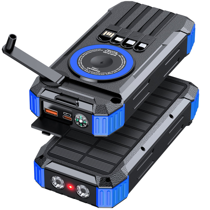 Multifunctional Solar Power Bank with LED Light and Integrated Charging Cable Kalsten