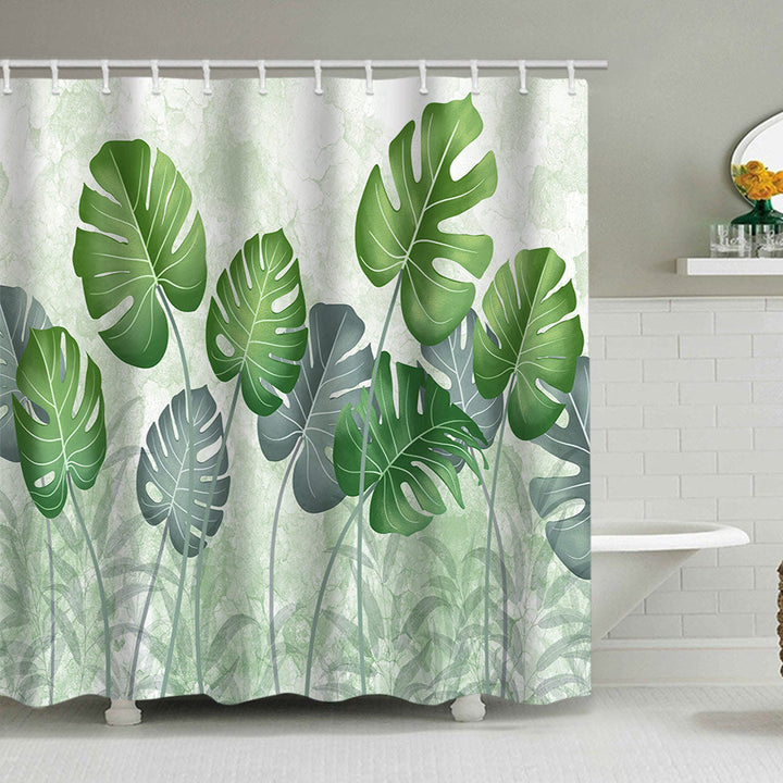 Tropical Leaf Print Shower Curtain Kalsten