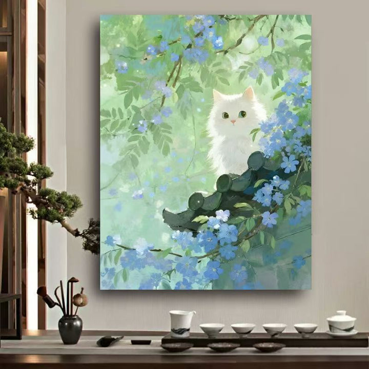Whimsical Cat Watercolor Wall Art Kalsten