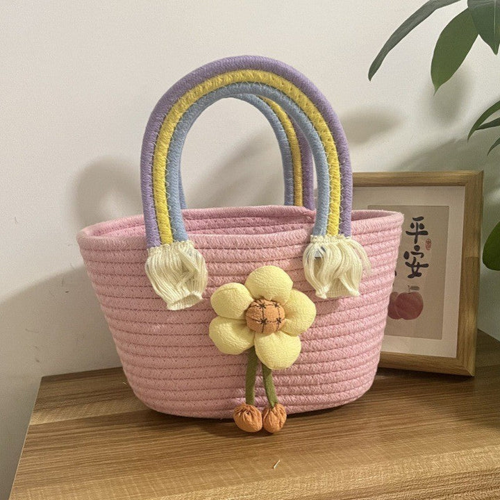 Women's handmade basket bag with color-coordinated handle accents Kalsten