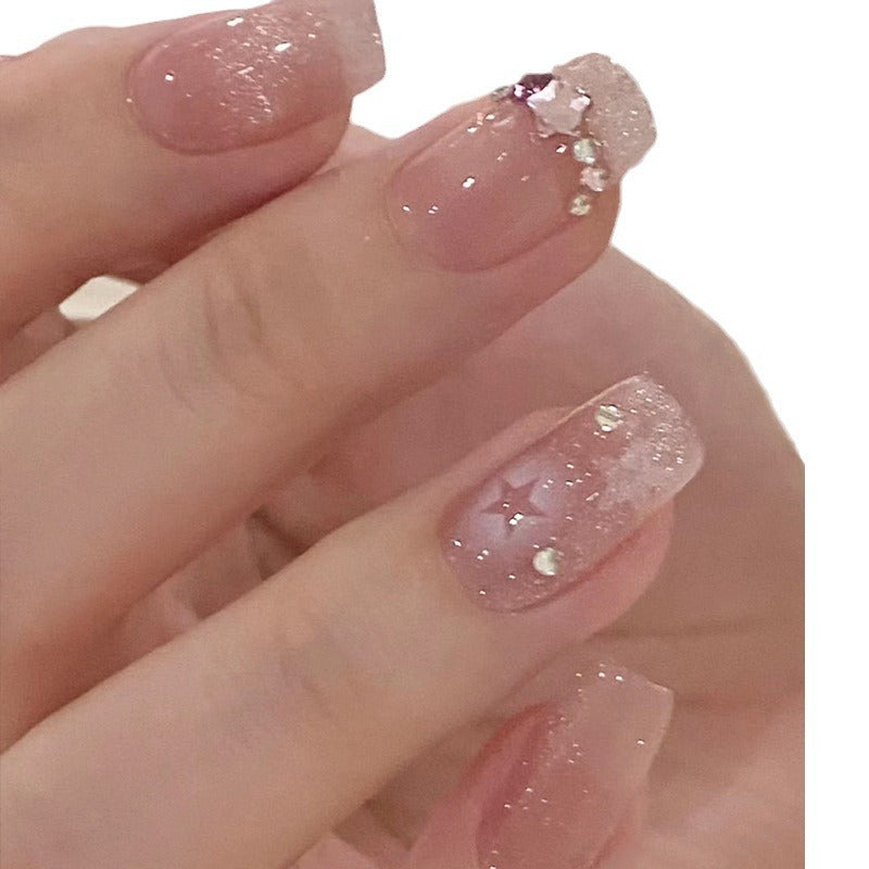 Glittering star motif artificial nails Kalsten