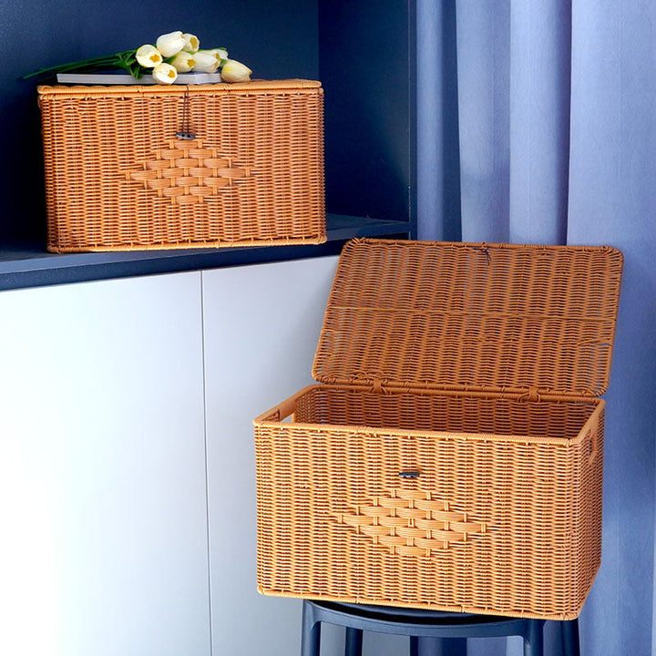 Women rectangular laundry basket made of woven material Kalsten