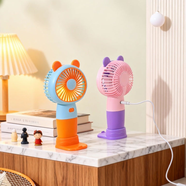 Women's portable USB hand fan with LED lighting and cute animal design Kalsten