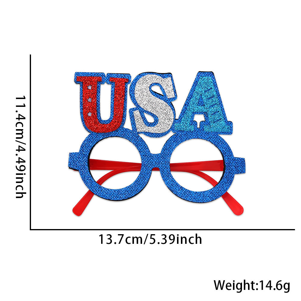 Unisex glitter glasses with USA lettering and round frame party glasses Kalsten