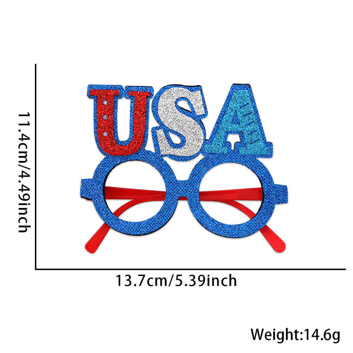 Unisex glitter glasses with USA lettering and round frame party glasses Kalsten
