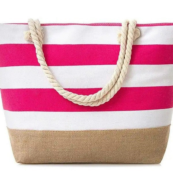 Beach bag with maritime stripes and sturdy rope handles Kalsten