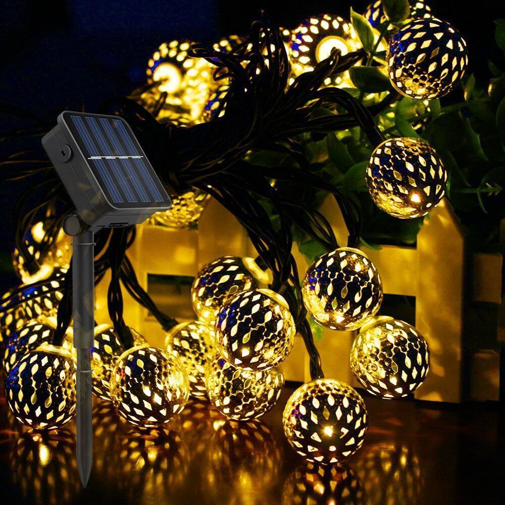 Skanto | Solar Light Sources Moroccan Ball Colorful LED Christmas Lighting Iron Balls Decoration Outdoor Light Sources