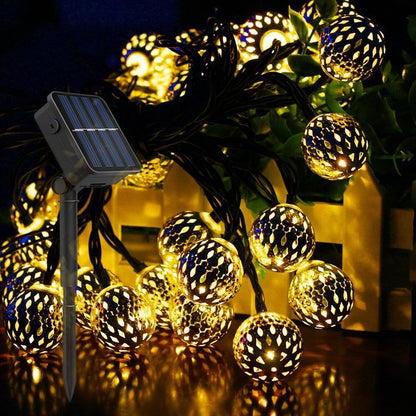 Skanto | Solar Light Sources Moroccan Ball Colorful LED Christmas Lighting Iron Balls Decoration Outdoor Light Sources