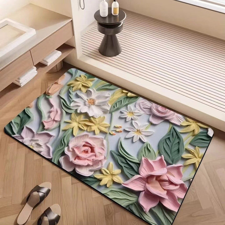 Luxury Textured Floral Bath Mat Kalsten