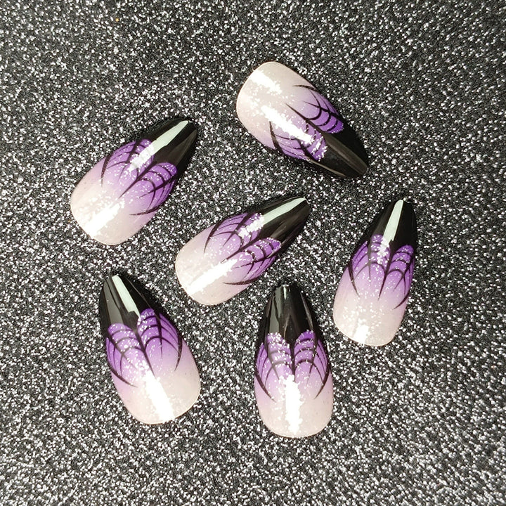 Artistic Press-On Nail Set with Lavender Ombre Design Kalsten