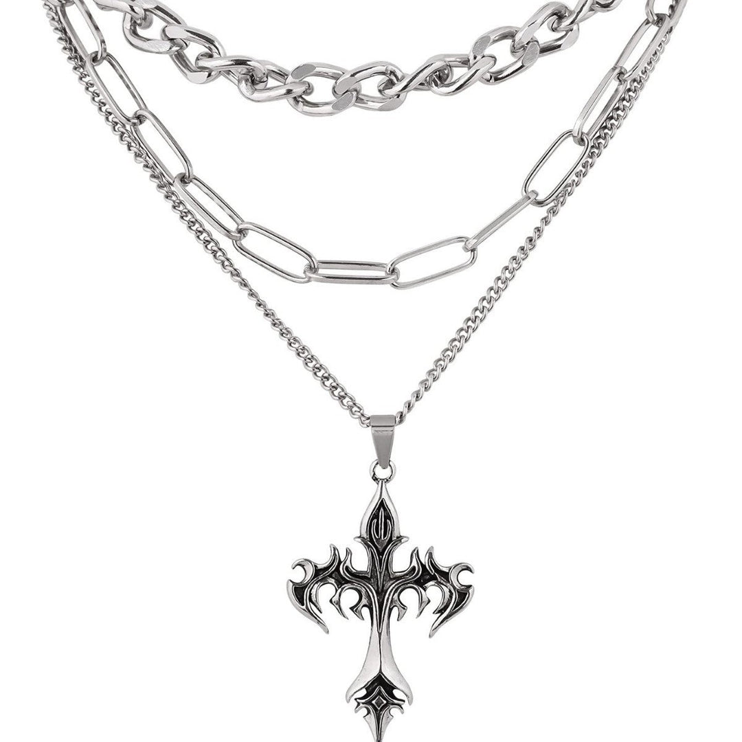 Layered Chain Cross Pendant Necklace Kalsten