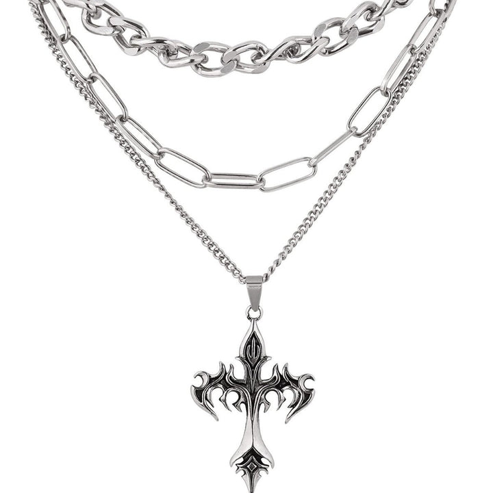 Layered Chain Cross Pendant Necklace Kalsten