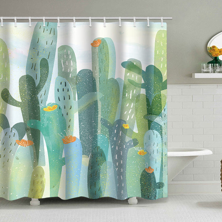 Cactus Garden-Themed Shower Curtain Kalsten