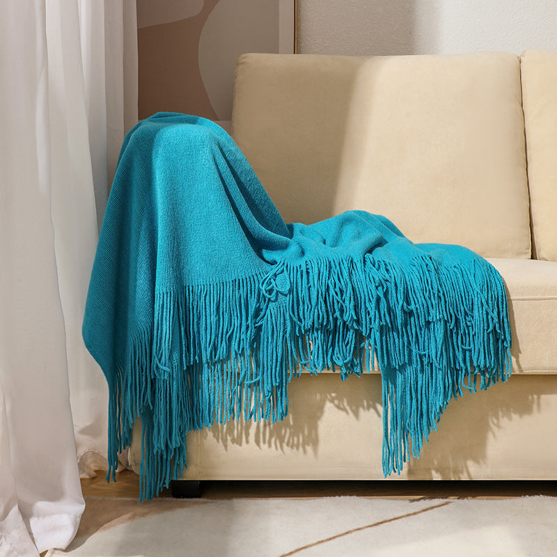 Unisex Luxurious Plush Fringe Throw Blanket