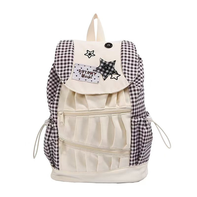 Stylish Gingham Patterned Backpack Kalsten