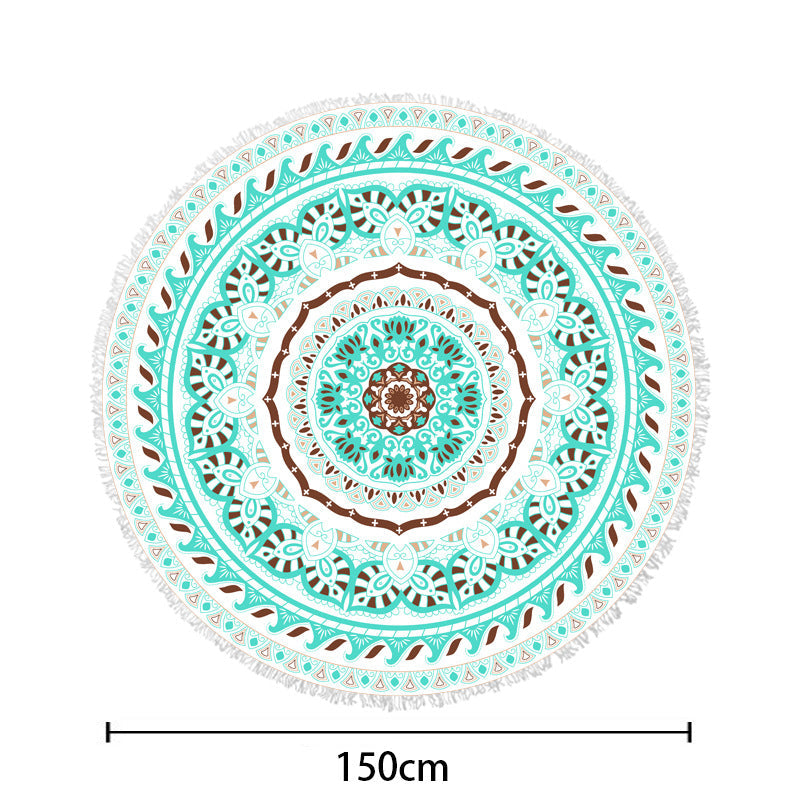 Round beach blanket with floral watercolor motifs Kalsten