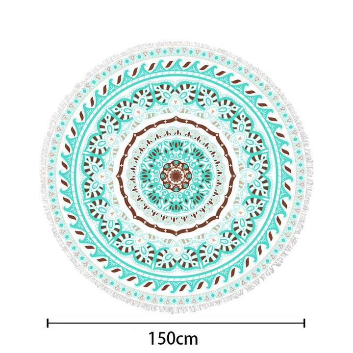Round beach blanket with floral watercolor motifs Kalsten