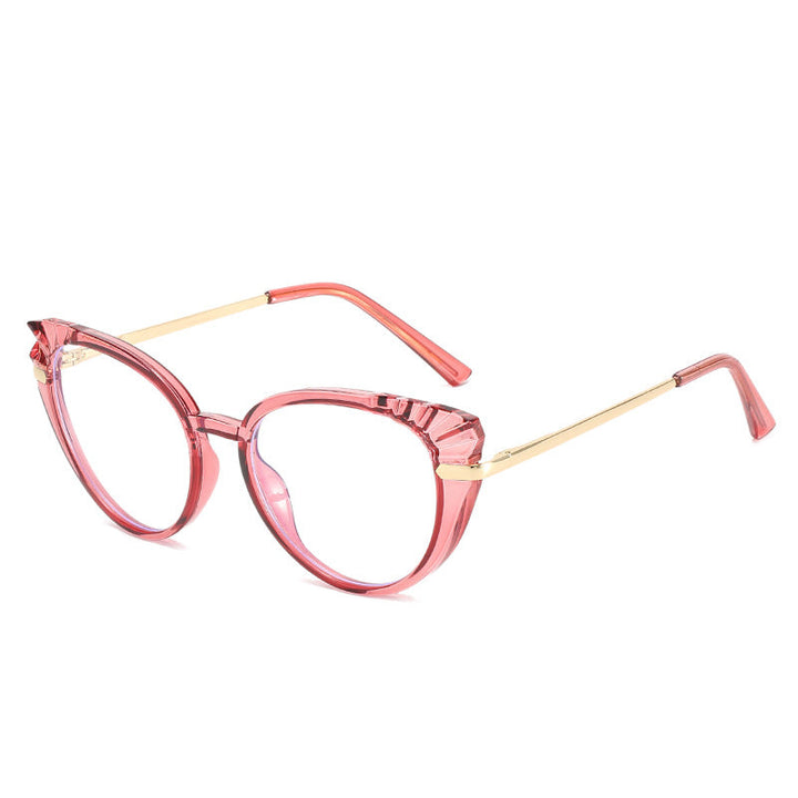Women's Cat-Eye Prescription Glasses with Glossy Plastic Frame and Gold Accents Kalsten