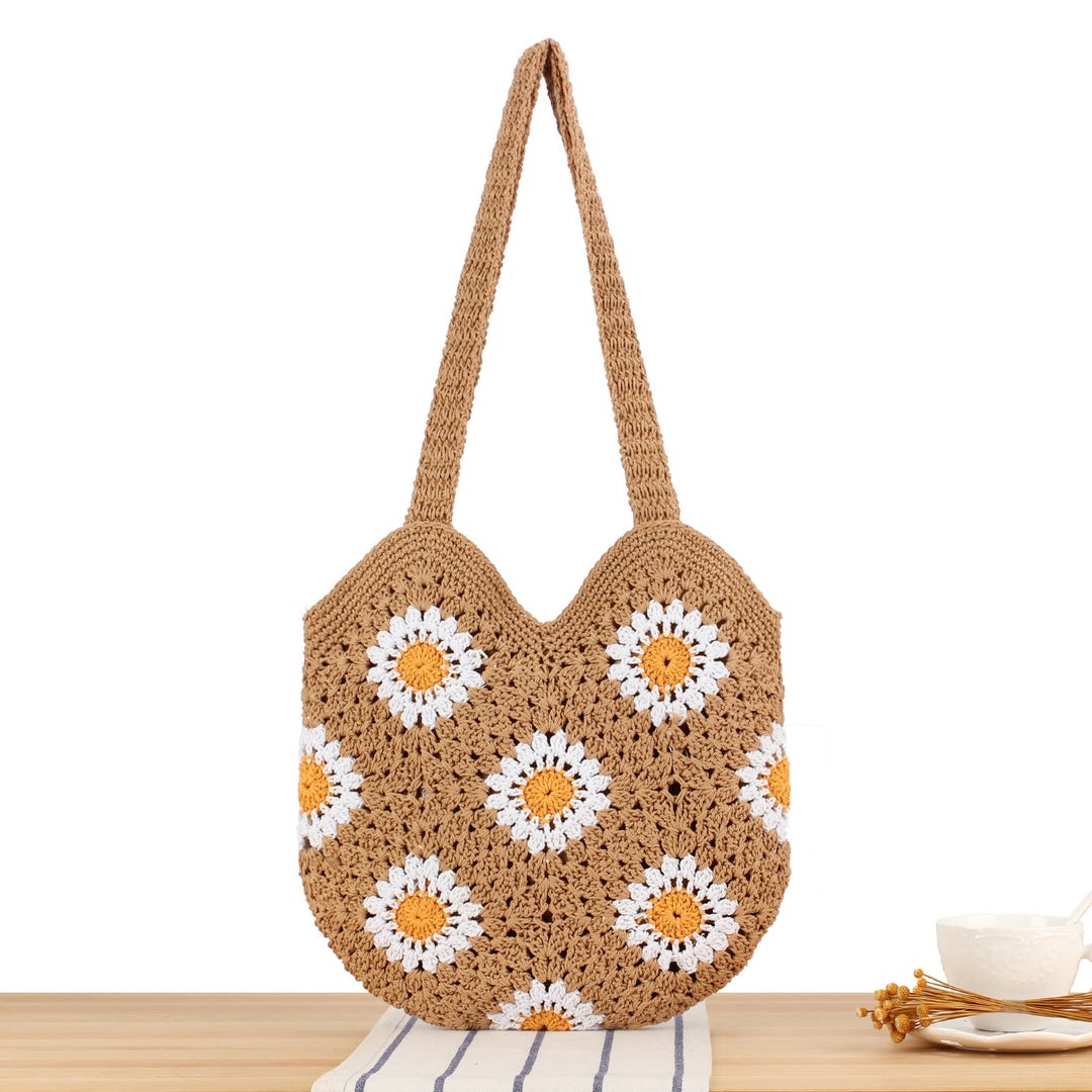 Handcrafted shoulder bag with floral crochet work Kalsten