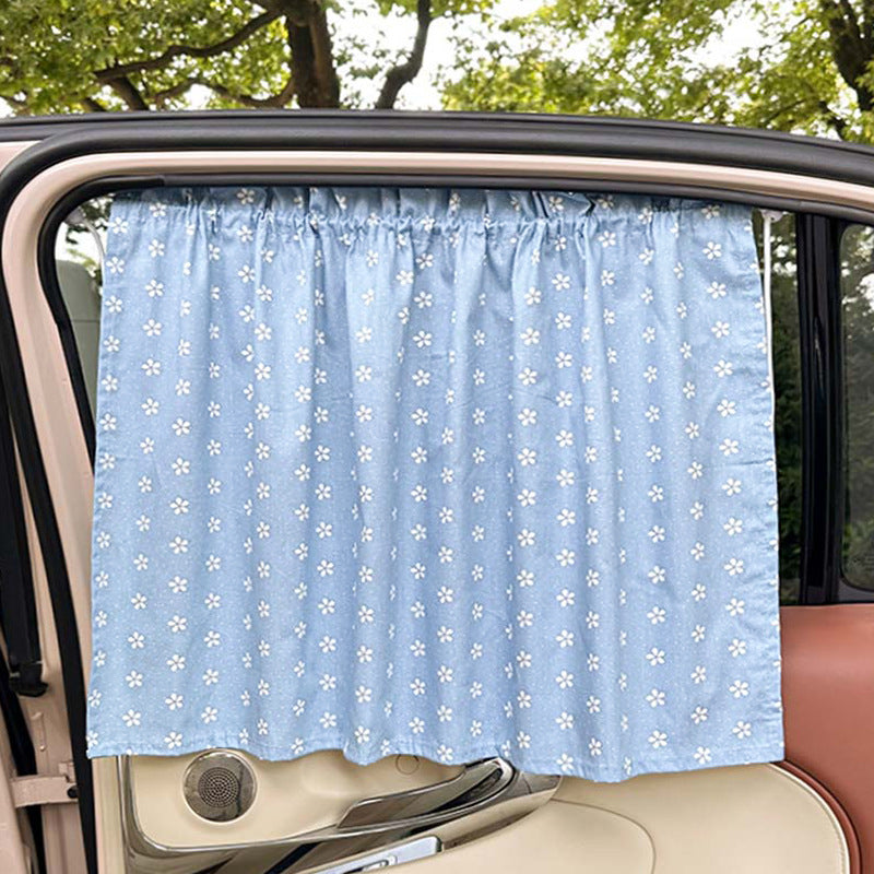 Unisex nan sun protection car curtain with elastic fastening strap and opaque cotton blend Kalsten