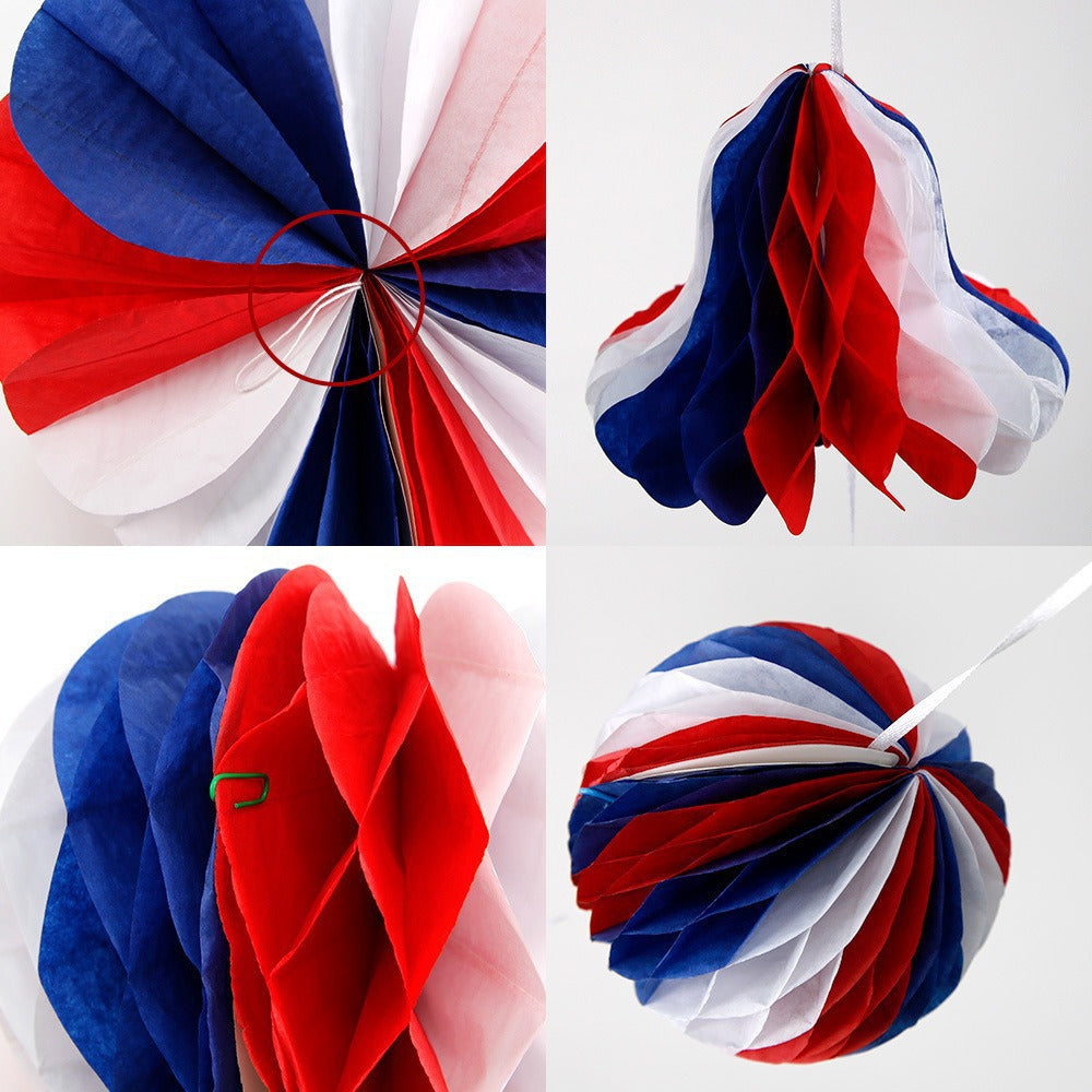 Unisex nan patriotic honeycomb paper hanging party decorations set with assorted three-dimensional shapes Kalsten