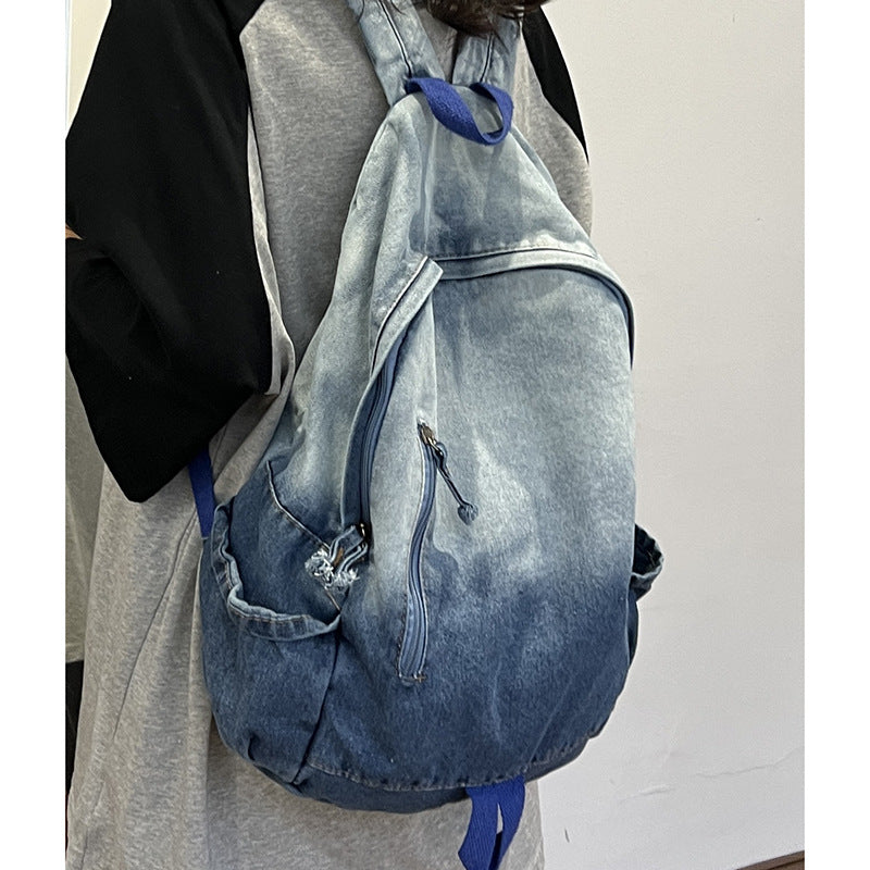 Denim Star Appliqué Casual School Backpack Kalsten