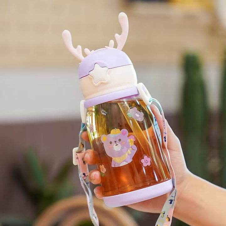 Women Glass Drinking Bottle with Secure Lid Kalsten