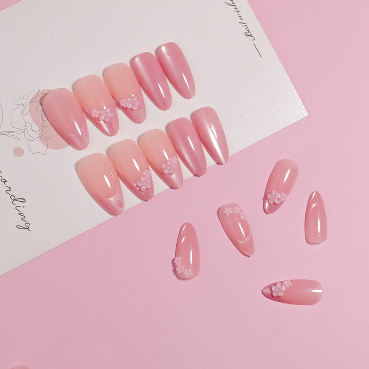 Floral Accent Almond-Shaped Press-On Nails Kalsten