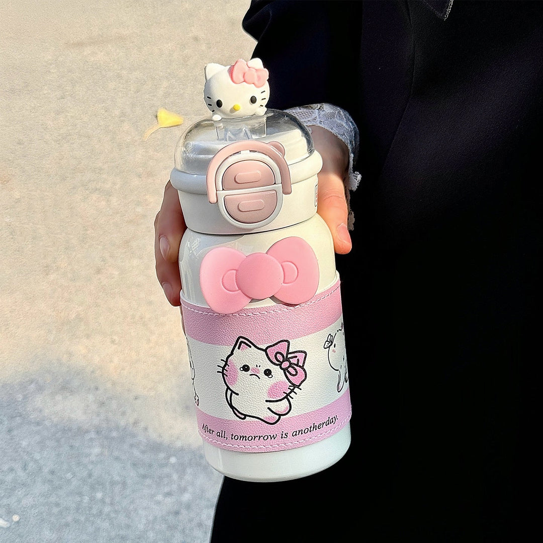Women's creative water bottle with interactive lid and cute Kalsten design