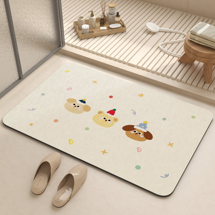 Playful Cartoon Dog-Themed Bath Mat Kalsten